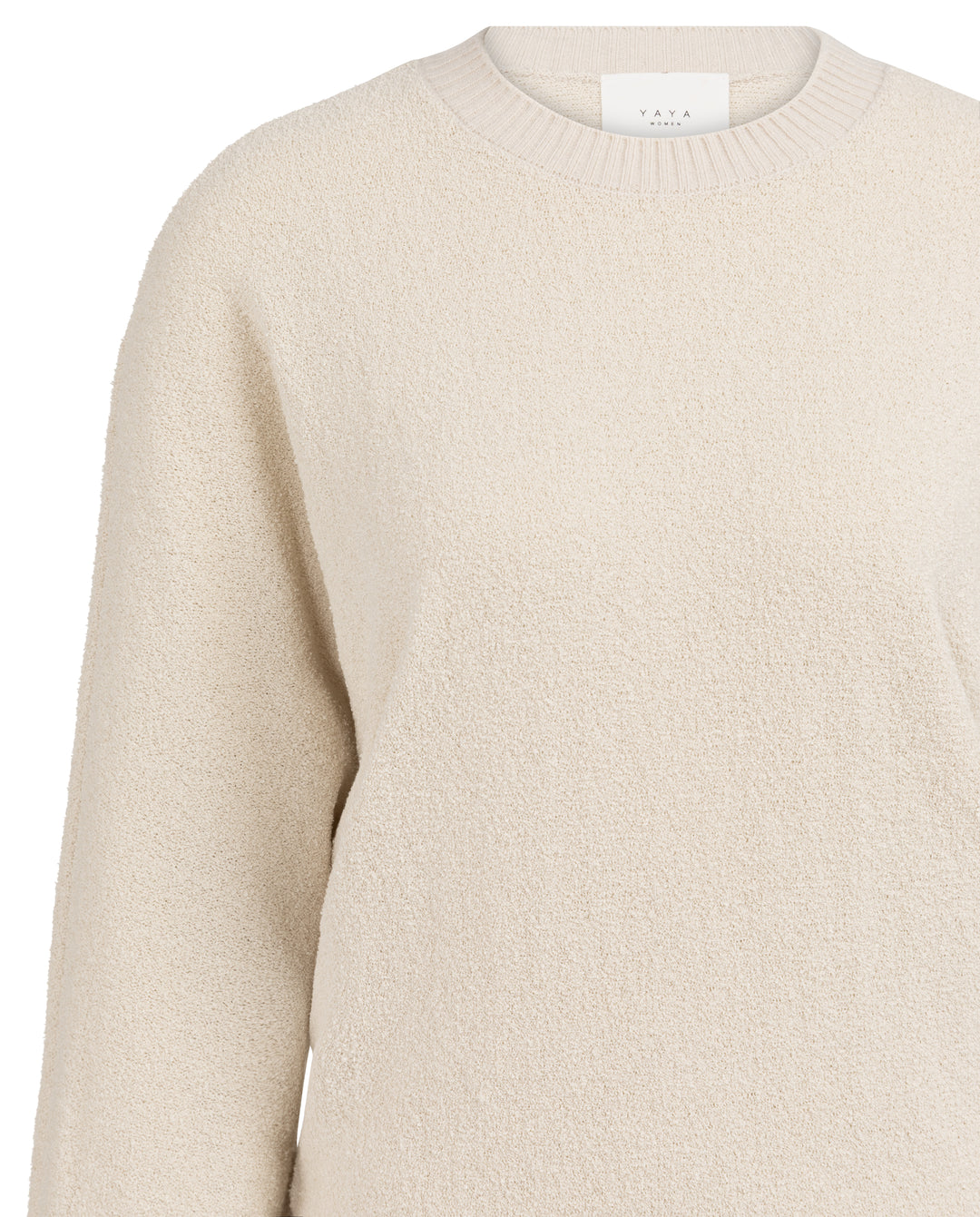 YAYA Batwing Sweater w/ Contrast - Beige