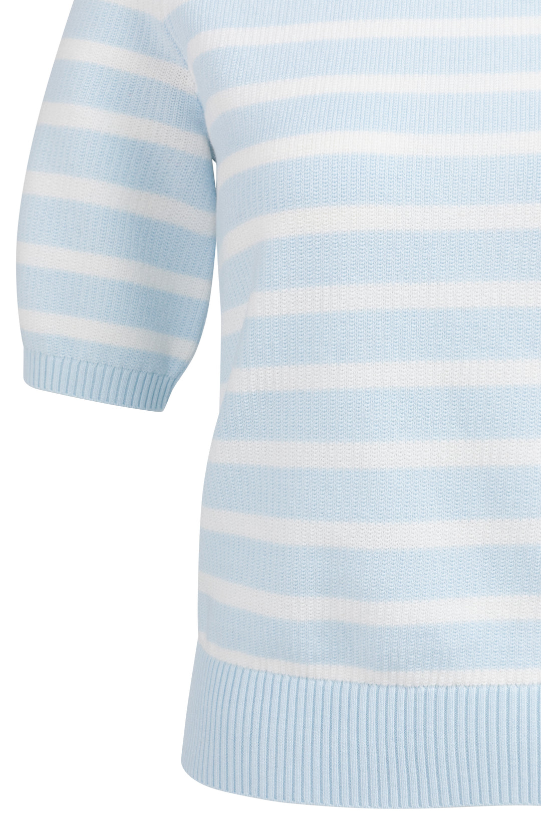YAYA Textured Stripe Short Sleeve Sweater - Ice Blue
