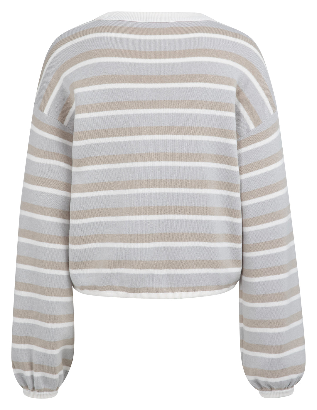 YAYA Striped Sweater w/ Cord Bottom - Vapor Blue/Grey