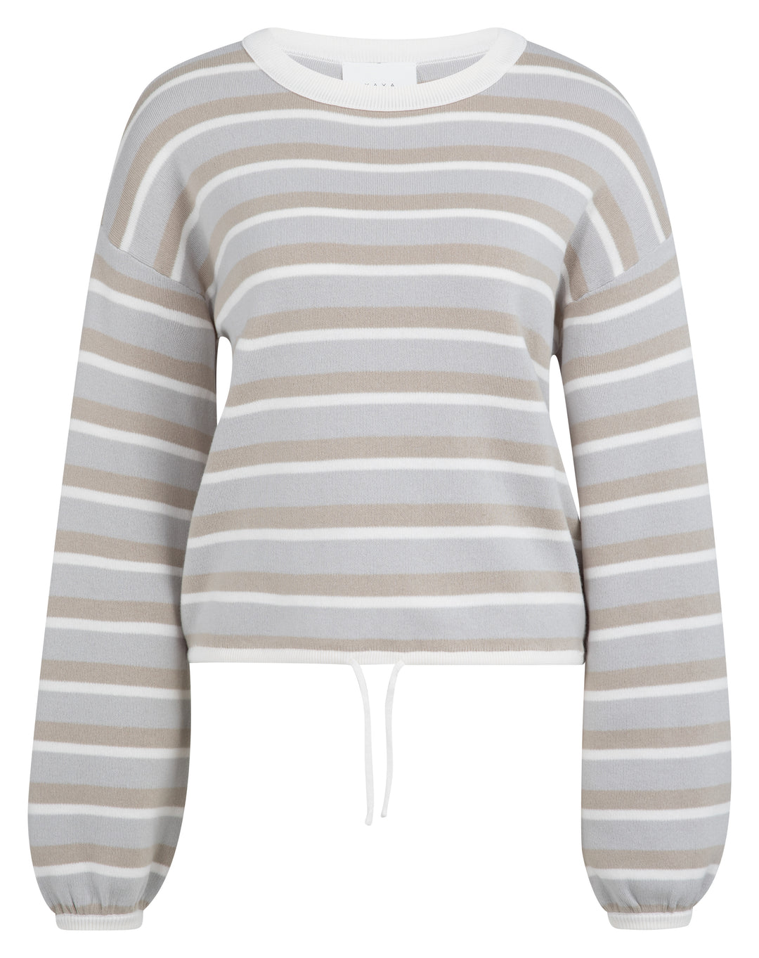 YAYA Striped Sweater w/ Cord Bottom - Vapor Blue/Grey