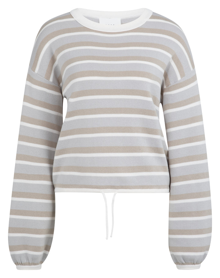 YAYA Striped Sweater w/ Cord Bottom - Vapor Blue/Grey