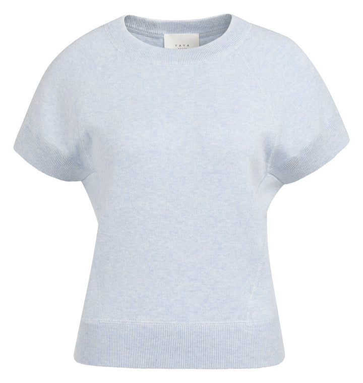 YAYA Sleeveless Sweater With Stitch Details - Light Blue