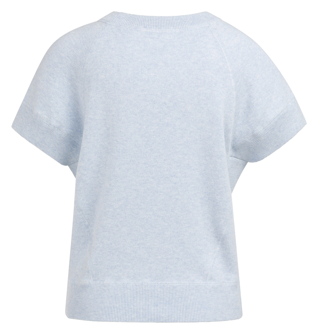 YAYA Sleeveless Sweater With Stitch Details - Light Blue