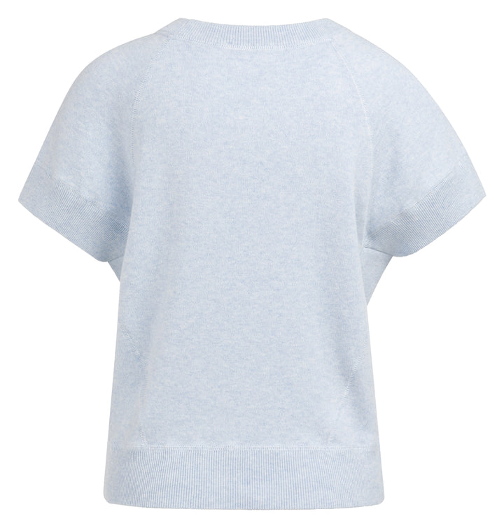 YAYA Sleeveless Sweater With Stitch Details - Light Blue
