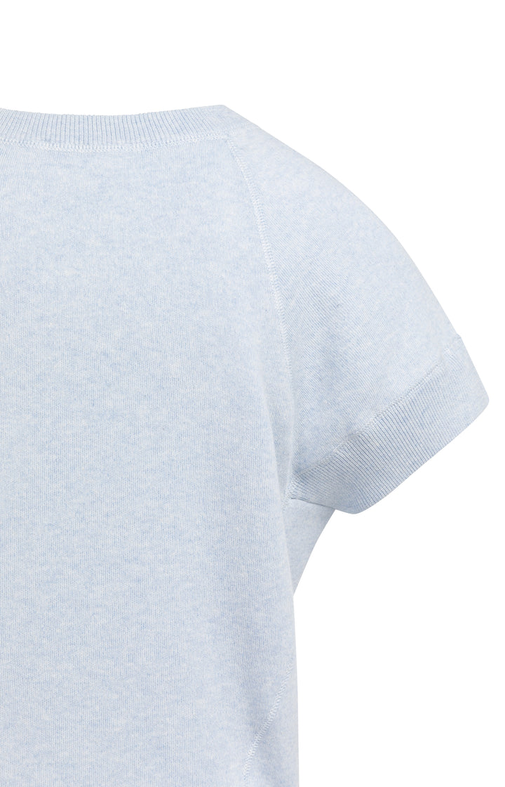 YAYA Sleeveless Sweater With Stitch Details - Light Blue