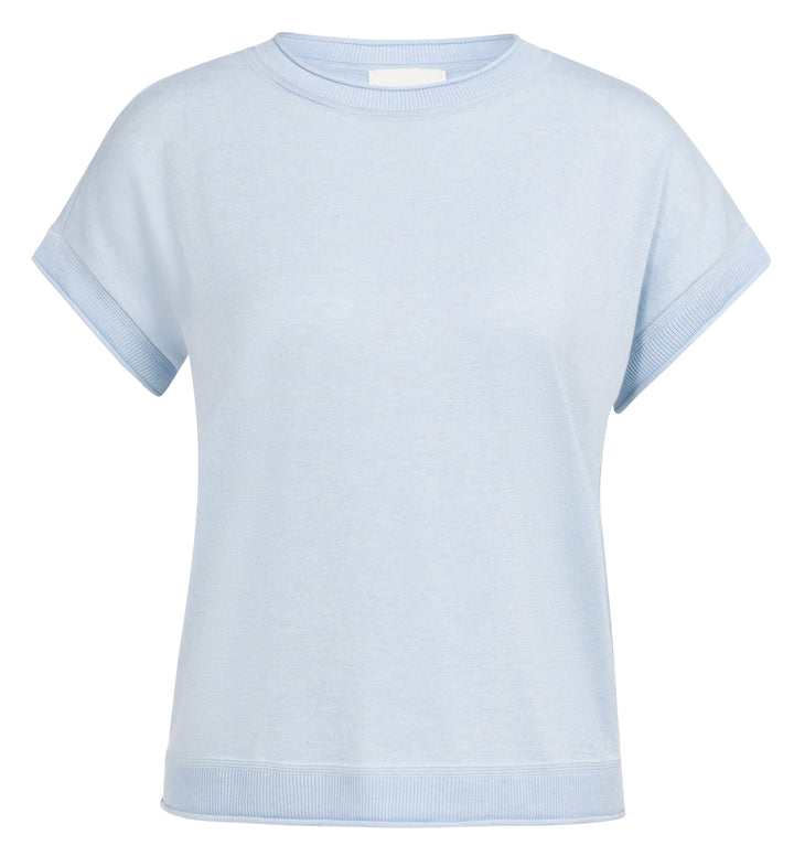 YAYA Knitted Sweater With Rolled Edges - Light Blue