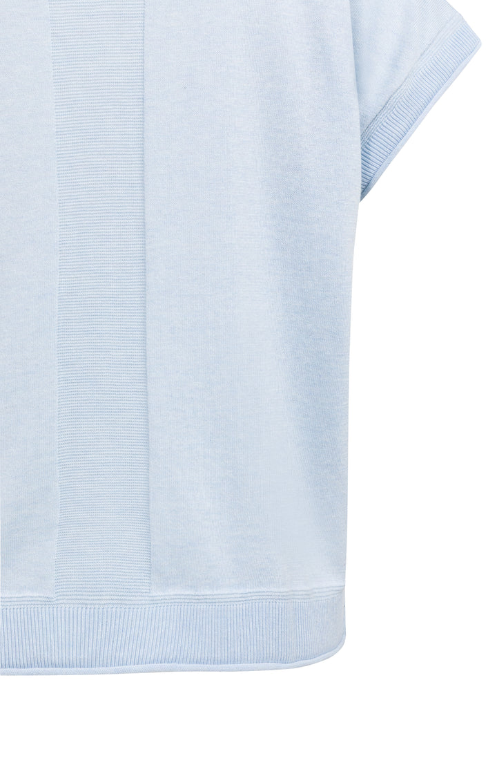 YAYA Knitted Sweater With Rolled Edges - Light Blue