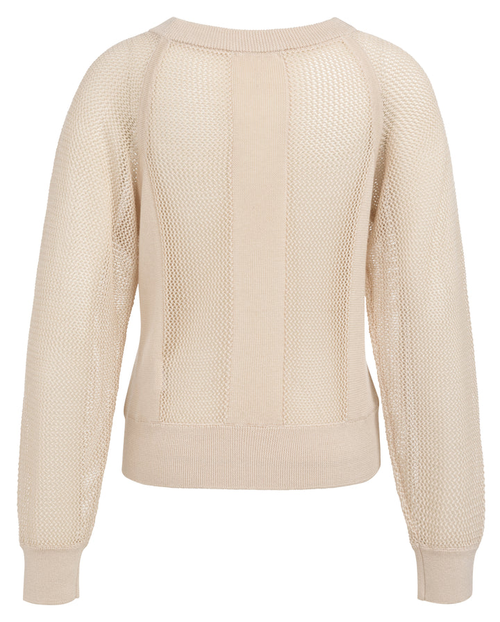 YAYA Mesh Stitch Raglan Sweater - Cloud Creme
