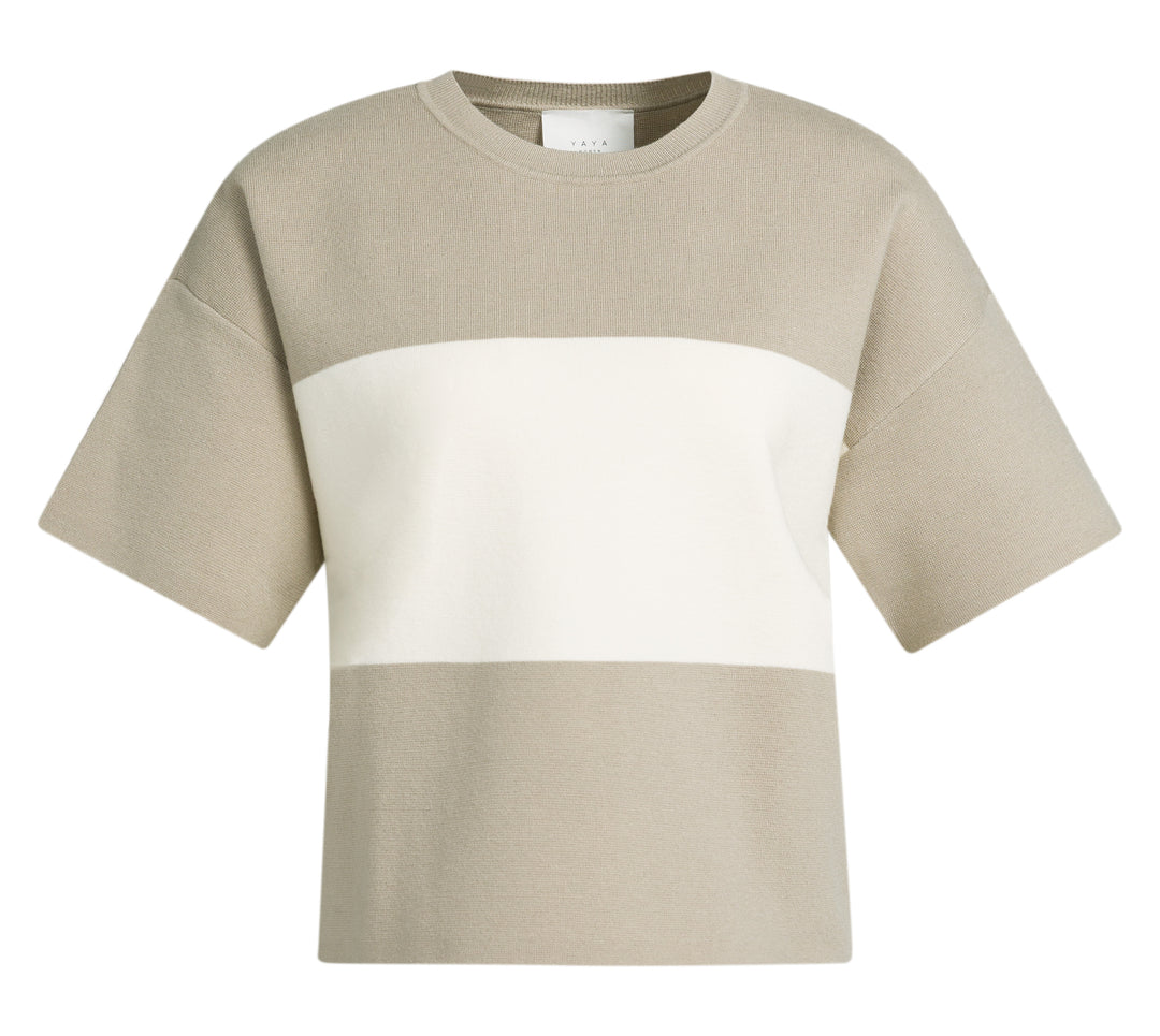 YAYA Blockstripe Sweater Short Sleeve