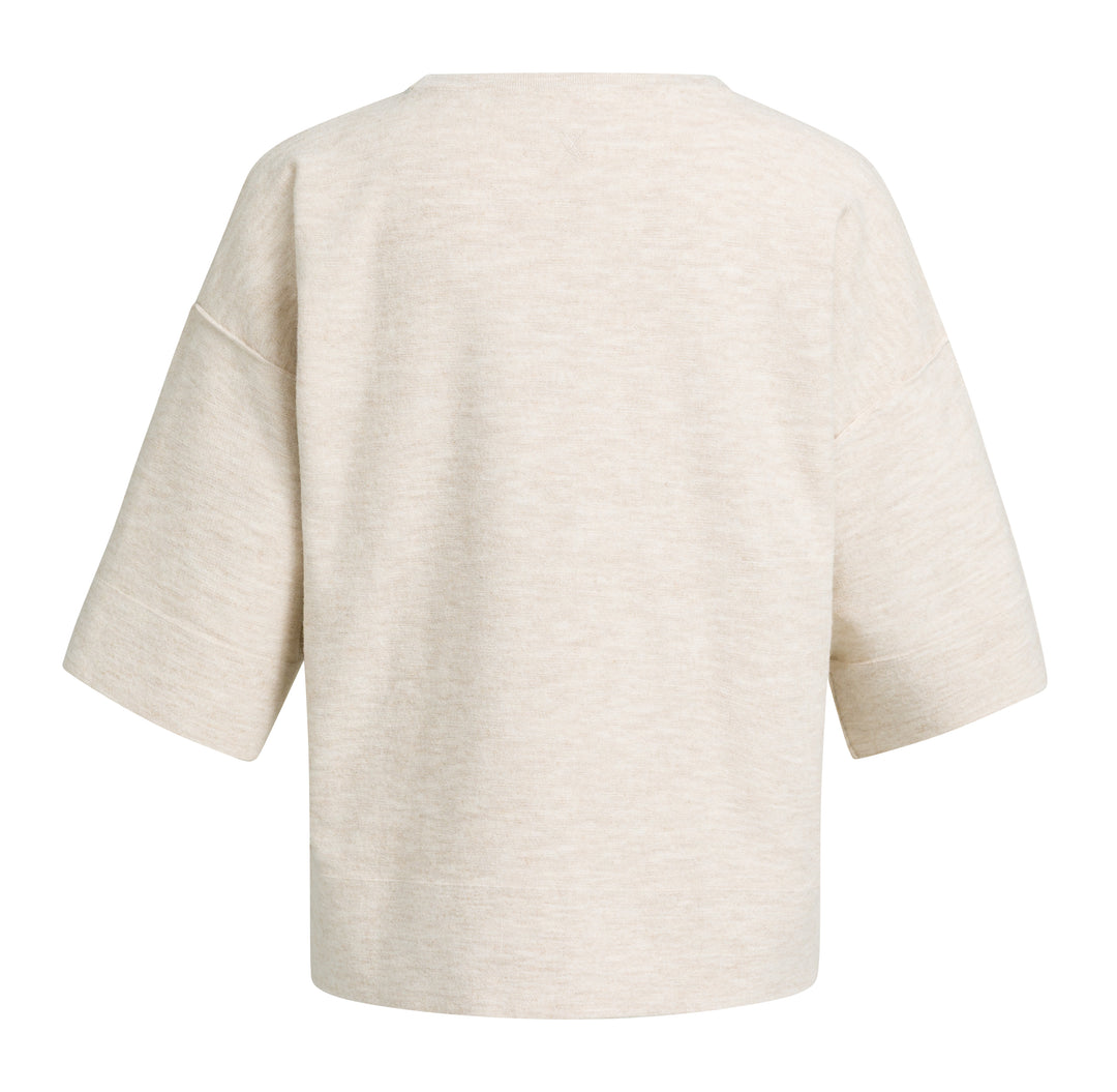 YAYA Oversized Knitted T-Shirt - Almond