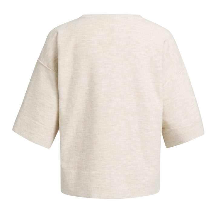 YAYA Oversized Knitted T-Shirt - Almond