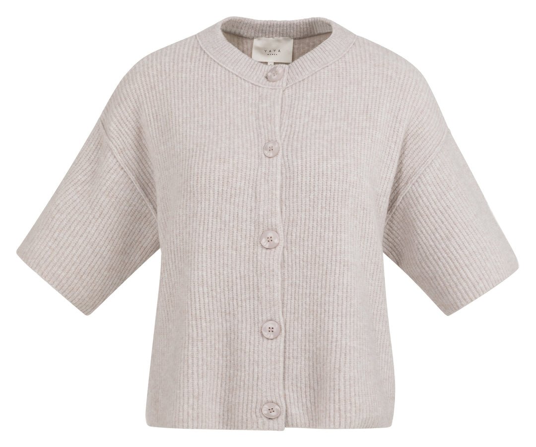 YAYA Cardigan With Wide Short Sleeve - Grey