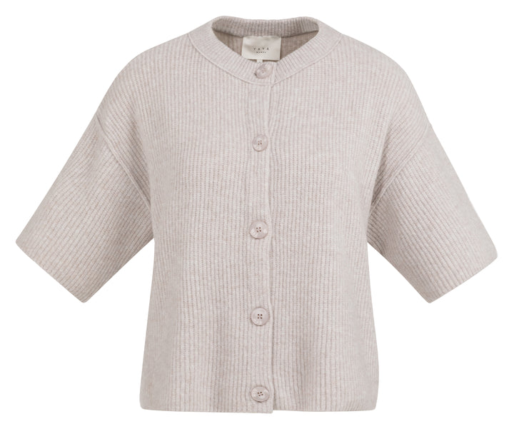 YAYA Cardigan With Wide Short Sleeve - Grey