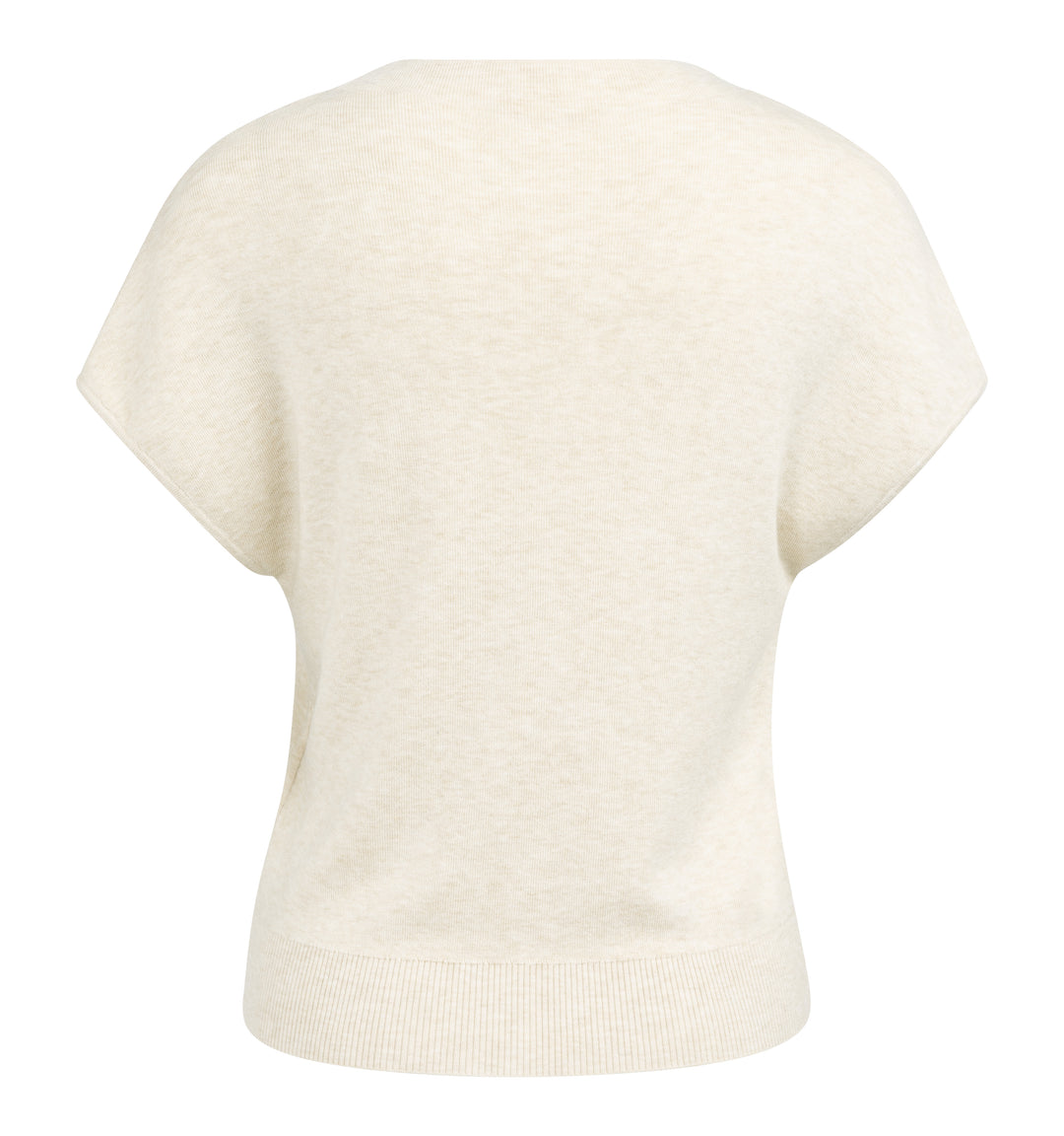 YAYA Sleeveless Knit Cardigan With Button Front - Beige