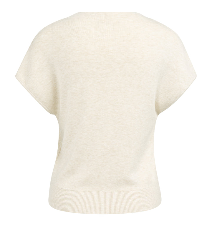YAYA Sleeveless Knit Cardigan With Button Front - Beige