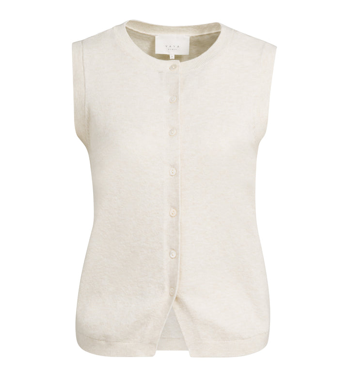 YAYA Knitted Spencer w/ Buttons - Off White