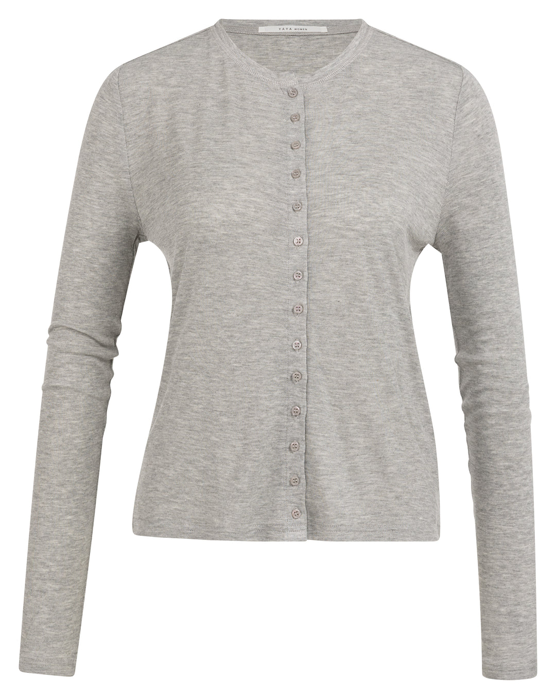 YAYA Jersey Cardigan w/ Small Buttons - Medium Grey