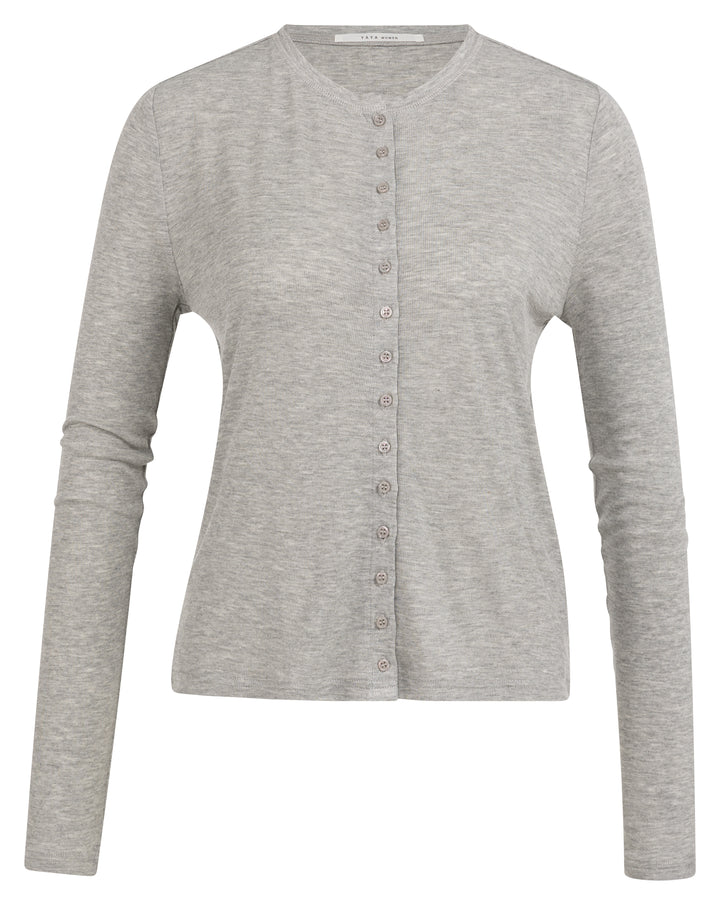 YAYA Jersey Cardigan w/ Small Buttons - Medium Grey