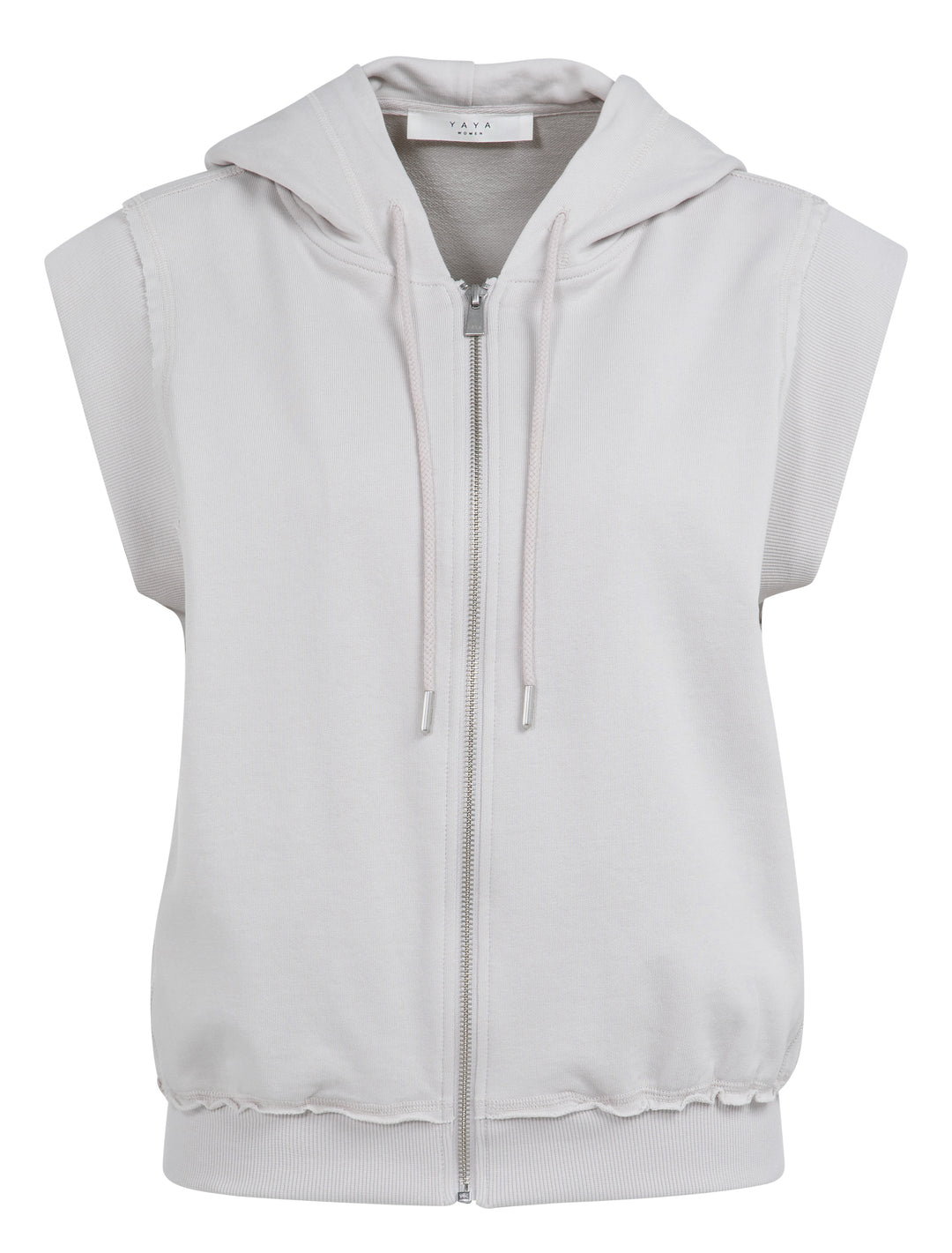YAYA Sleeveless Hoodie With Cords - Grey