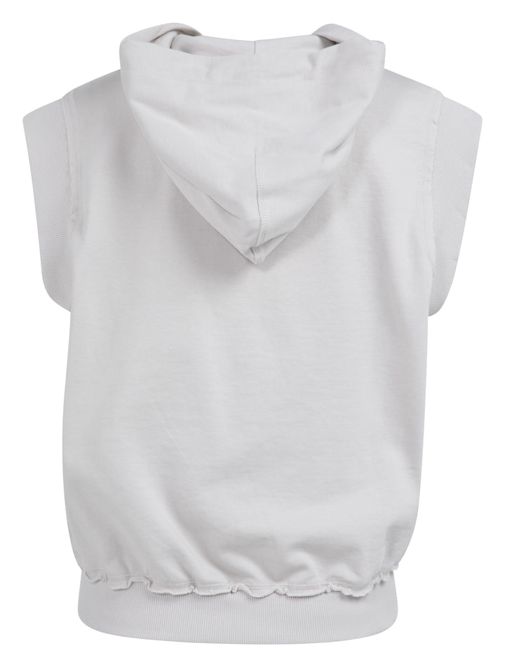 YAYA Sleeveless Hoodie With Cords - Grey