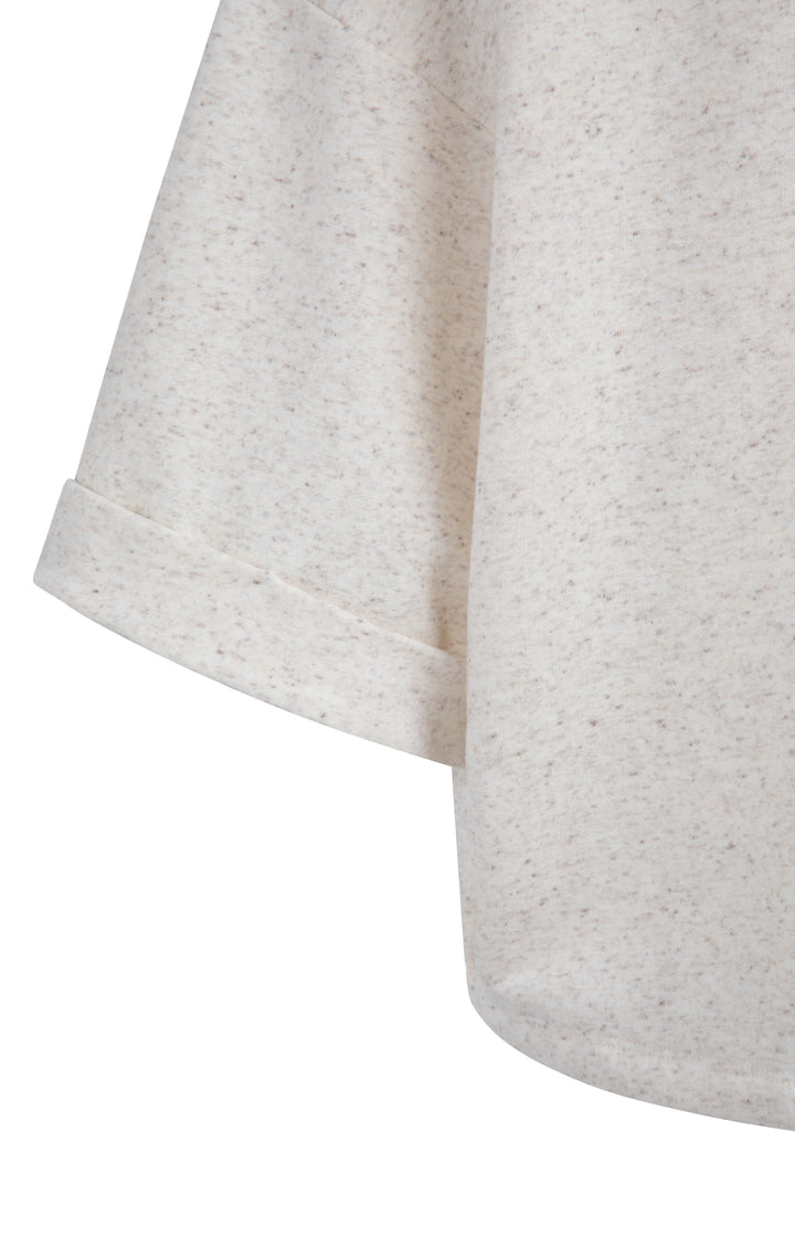 YAYA Short Sleeve Sweatshirt With Roll-up and Drawcord - Ivory White