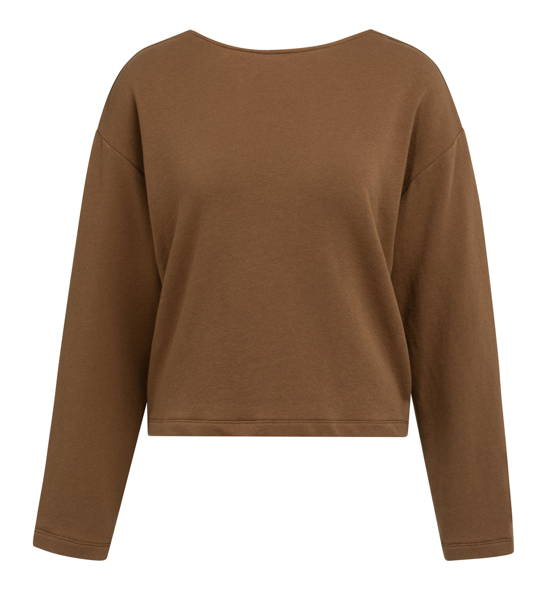 YAYA Sweatshirt With Knotted Back Detail - Brown