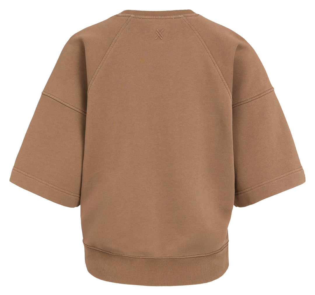 YAYA Washed Short Sleeve Sweatshirt - Bison Brown