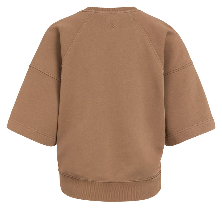 YAYA Washed Short Sleeve Sweatshirt - Bison Brown