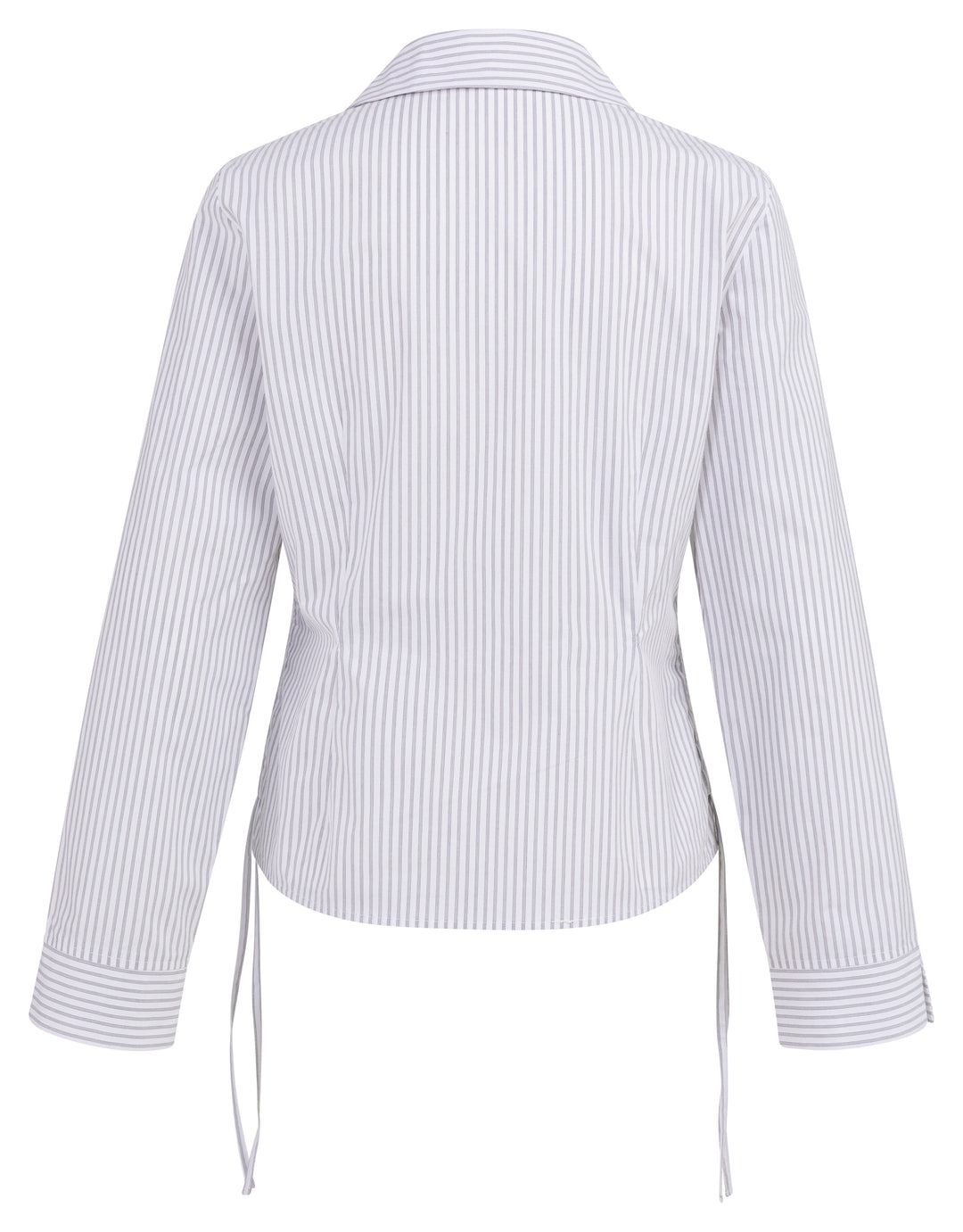 YAYA Fitted Blouse w/ Side Drawstring - Iron Grey/White