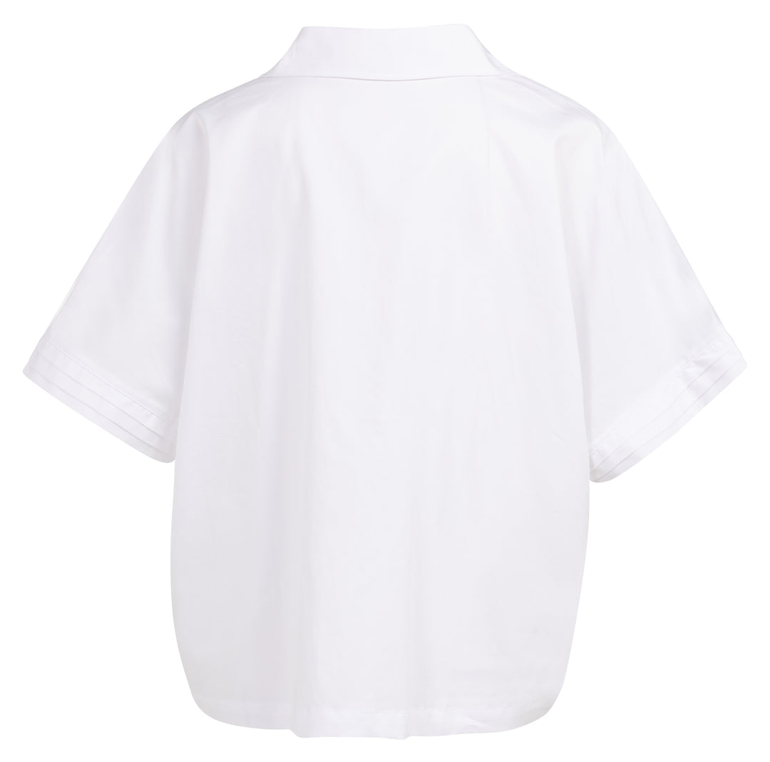 YAYA Boxy Blouse With Pockets and Pleated Cuff - White