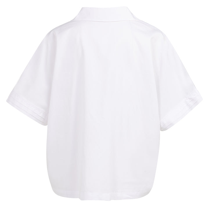 YAYA Boxy Blouse With Pockets and Pleated Cuff - White
