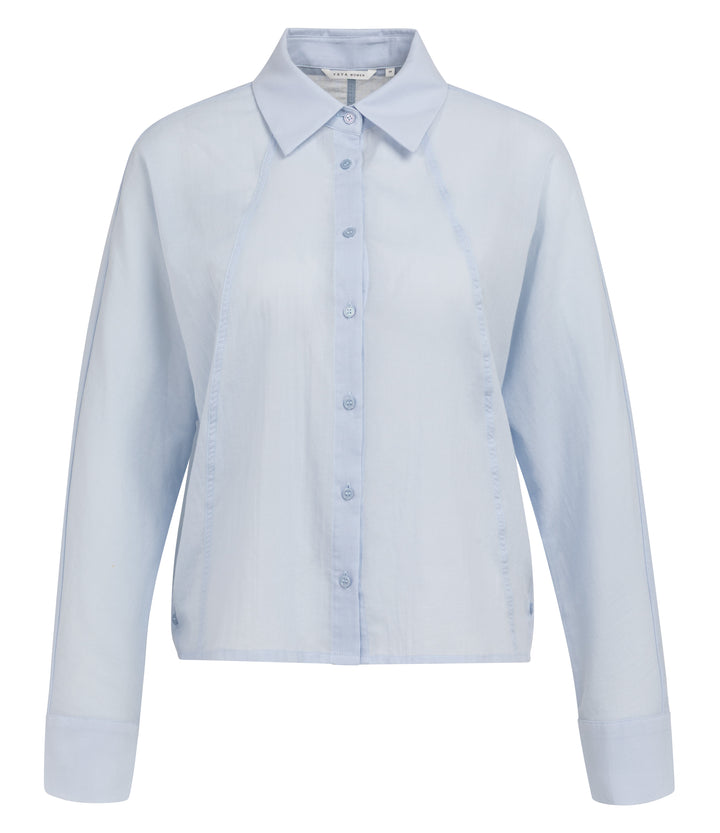 YAYA Batwing Blouse With Cut Seams - Light Blue