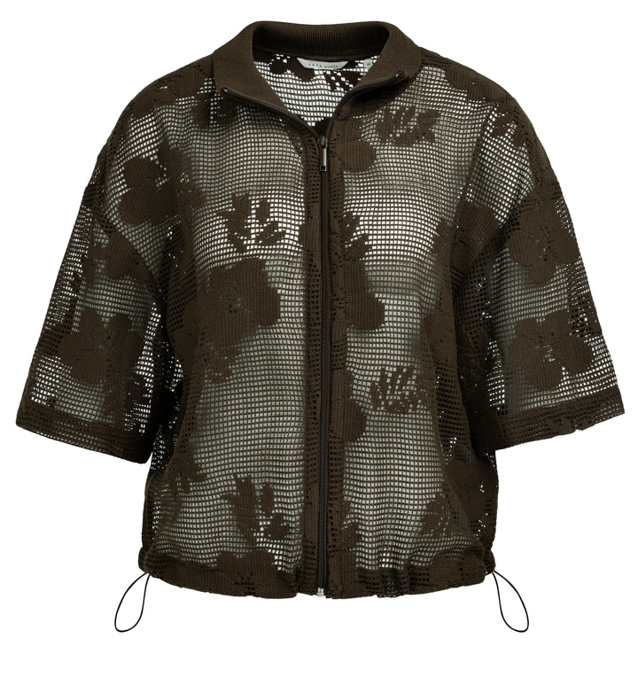 YAYA Jacket in Crochet Style - Brown