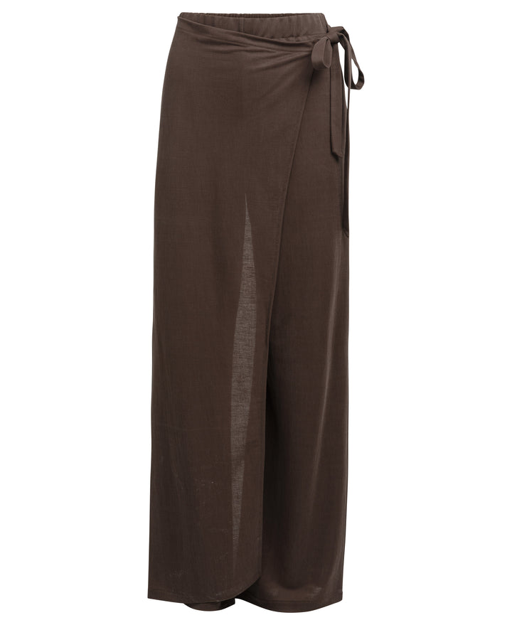 YAYA Wide-Leg Jersey Trousers - Aubergine