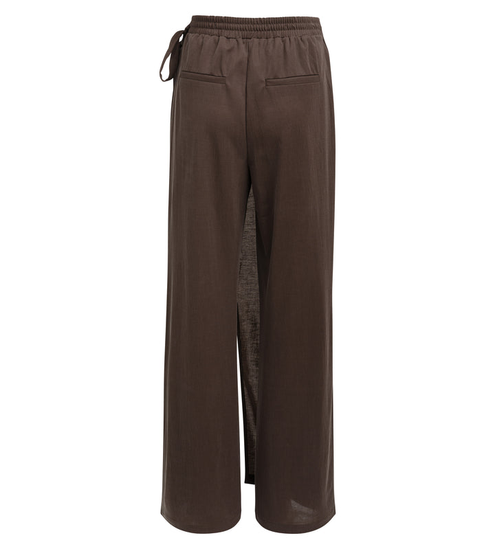 YAYA Wide-Leg Jersey Trousers - Aubergine
