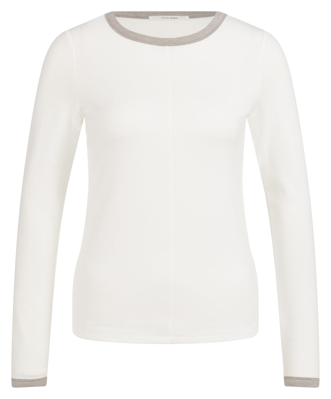 YAYA White Long Sleeve Top w/ Contrast
