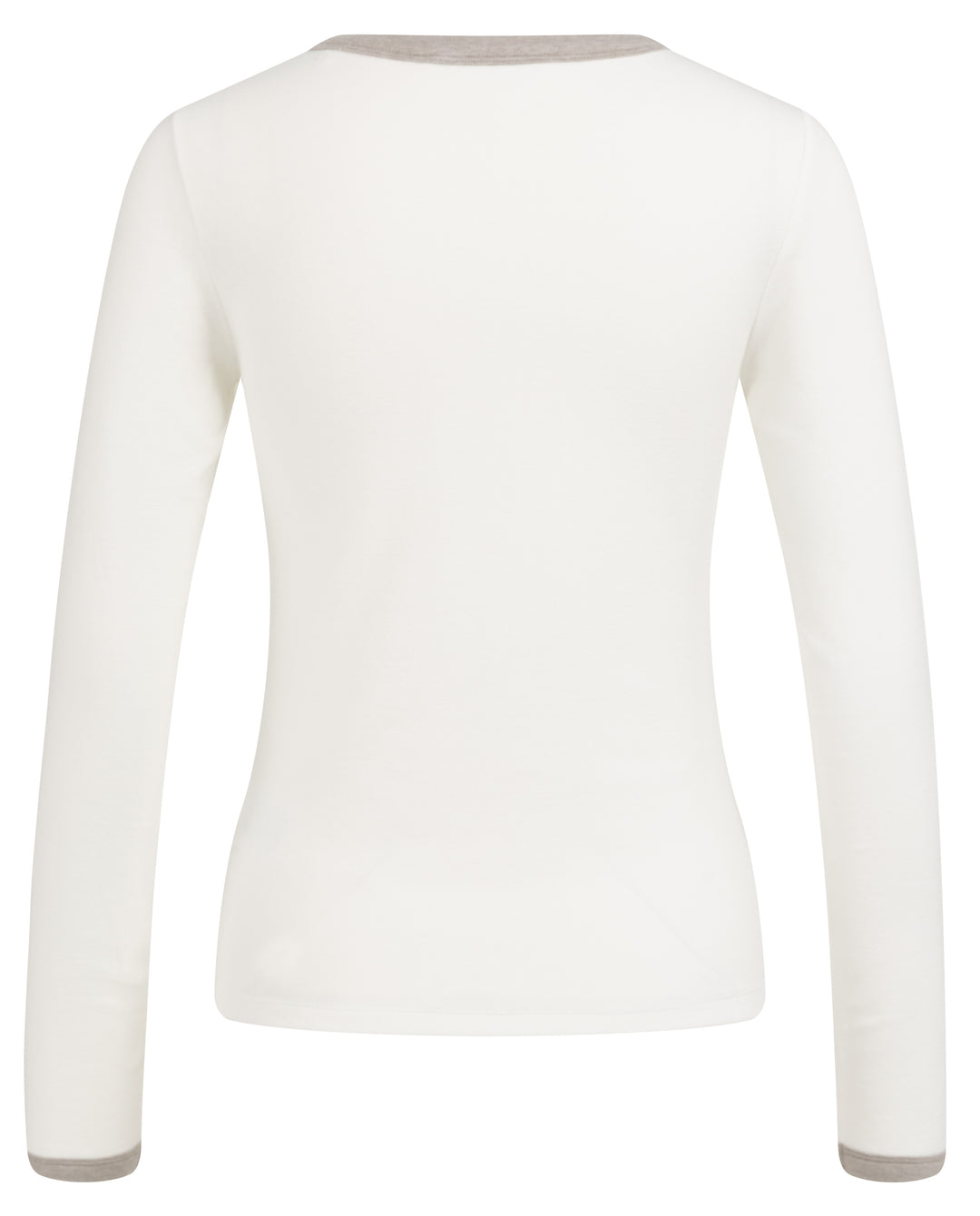 YAYA White Long Sleeve Top w/ Contrast
