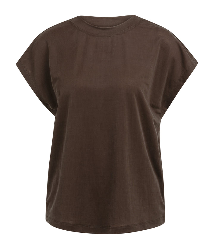 YAYA Sleeveless Top with Crew Neckline - Aubergine