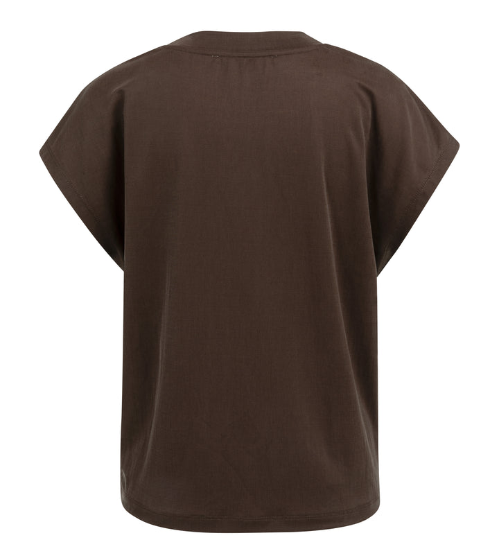 YAYA Sleeveless Top with Crew Neckline - Aubergine