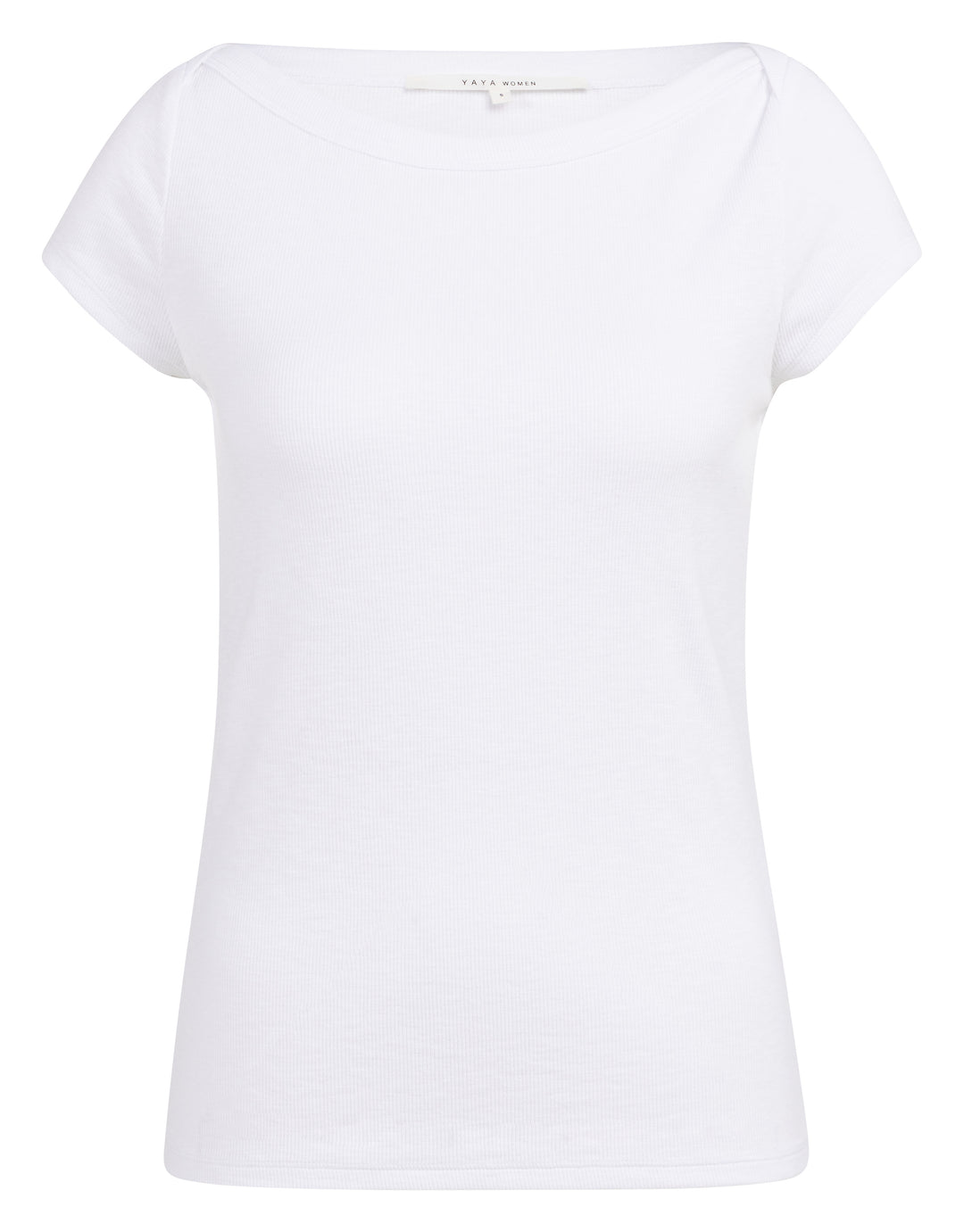 YAYA Rib Top With Boatneck - White