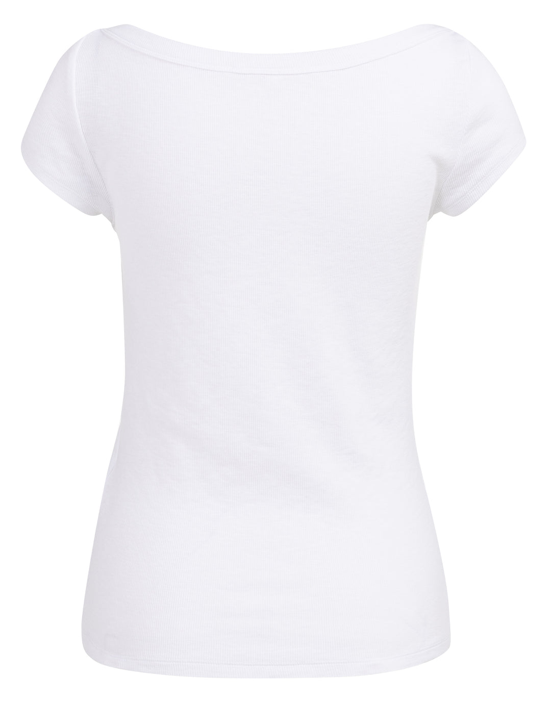 YAYA Rib Top With Boatneck - White