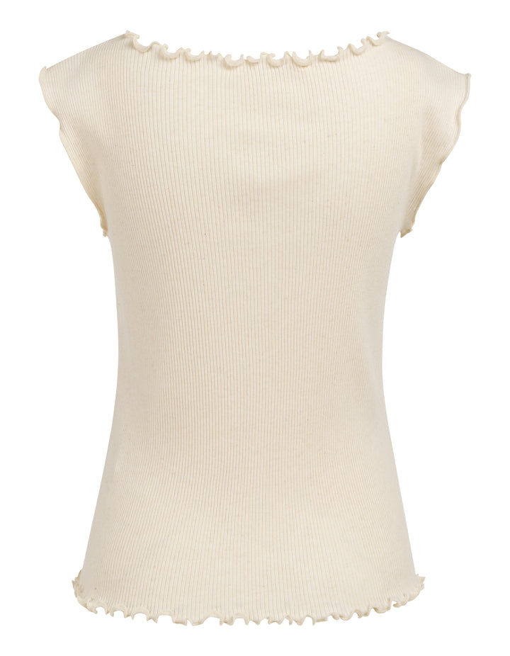 YAYA Sleeveless Top With Small Buttons - Cream Beige