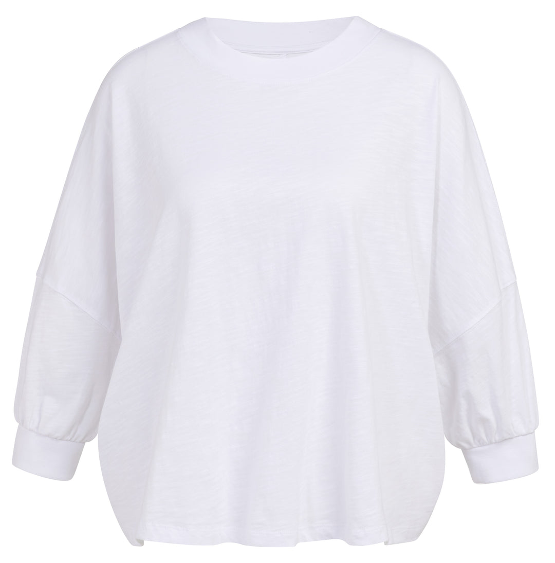 YAYA Oversized Jersey Top With Cuffs - Pure White