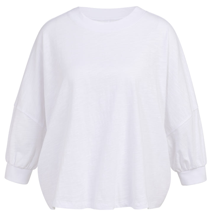 YAYA Oversized Jersey Top With Cuffs - Pure White