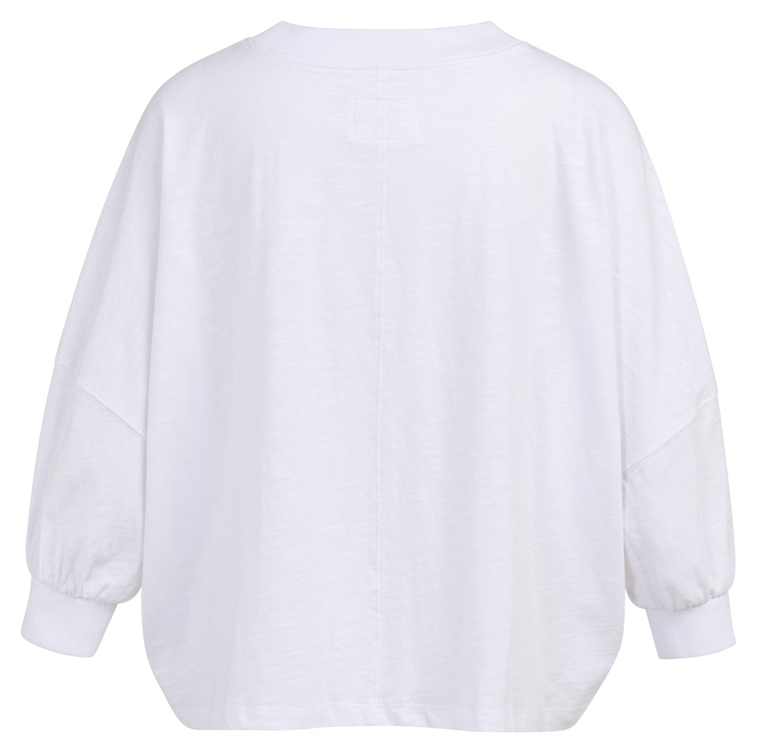 YAYA Oversized Jersey Top With Cuffs - Pure White