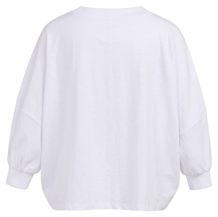 YAYA Oversized Jersey Top With Cuffs - Pure White