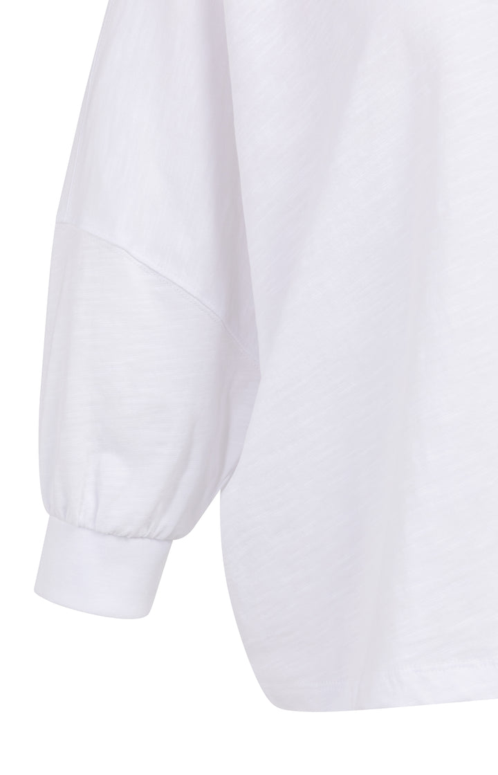YAYA Oversized Jersey Top With Cuffs - Pure White