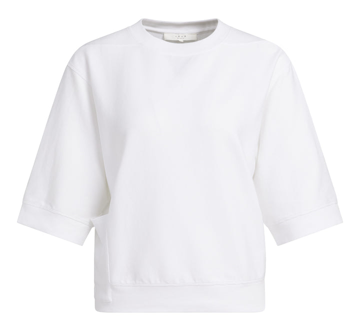 YAYA Short Sleeve Jersey Rib Top - Pure White