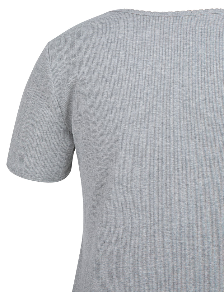 YAYA Ribbed Short Sleeve T-Shirt - Medium Grey