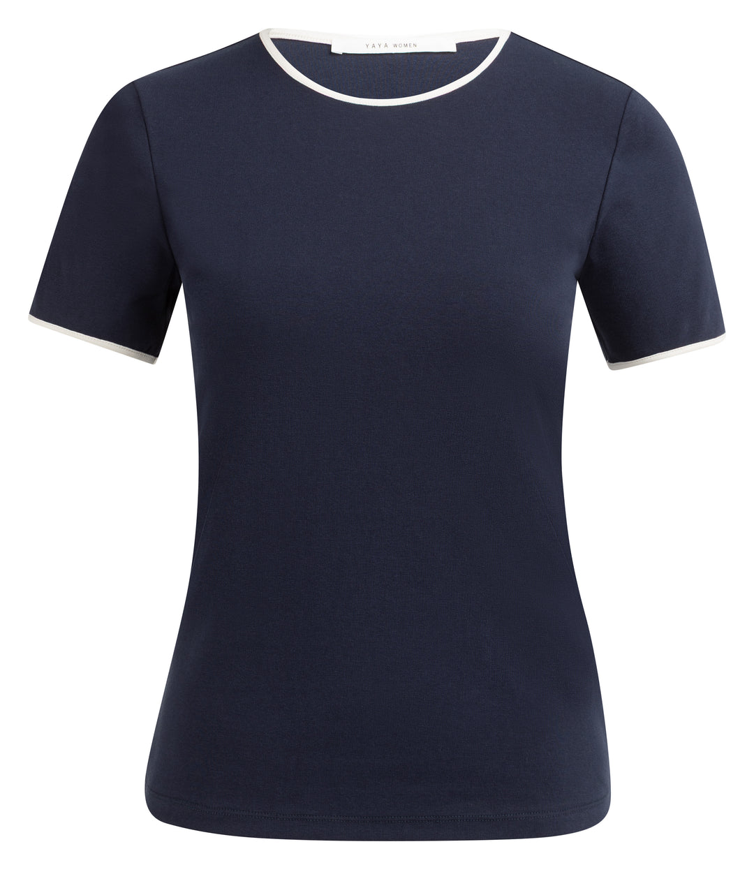 YAYA T-Shirt With Contrast Binding - Navy Blazer